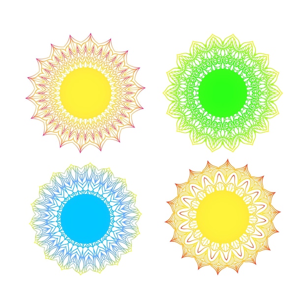 Set of colorful mandalas blue green yellow color Vector