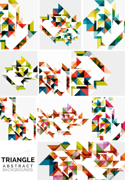 Set of colorful modern triangle pattern backgrounds