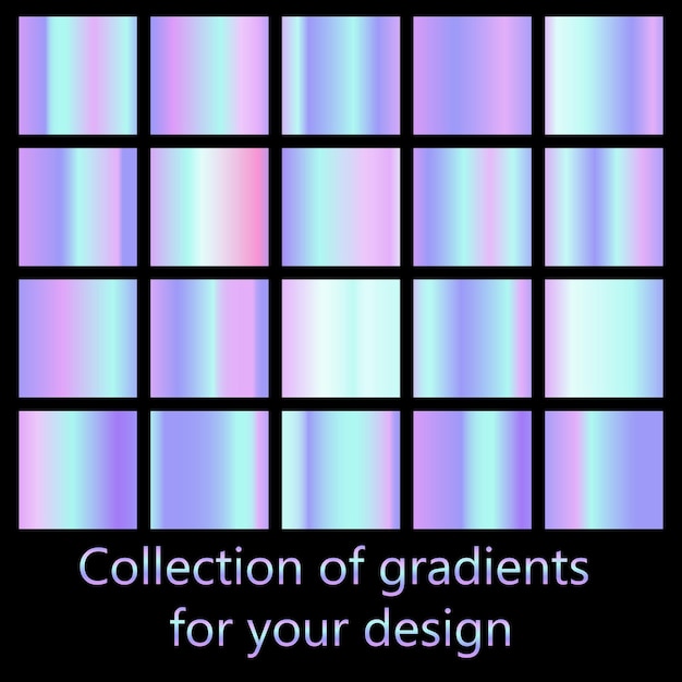 set of colorful neon holographic gradients.