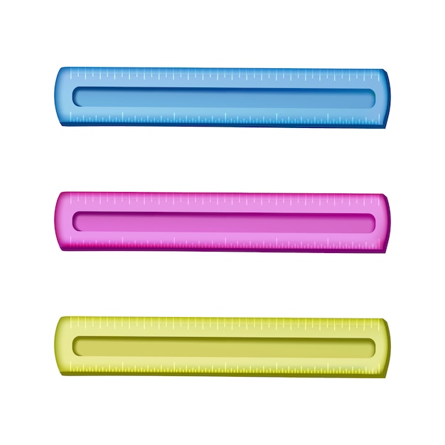  Set of colorful school rulers.