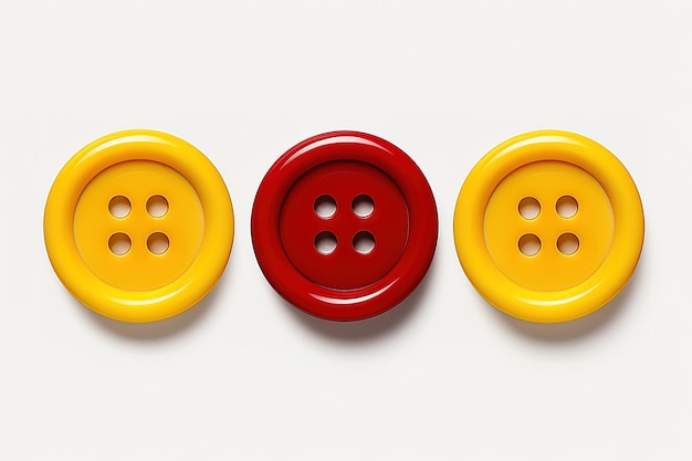 Set of colorful sewing buttons shot from top with clothing buttons in red blue green yellow