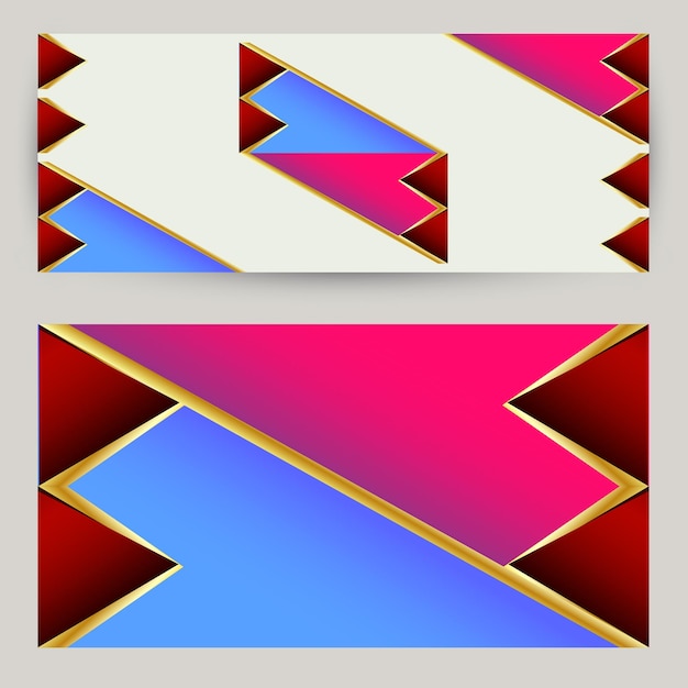 set of colorful shapes. vector background with red, blue, pink and golden line colors.