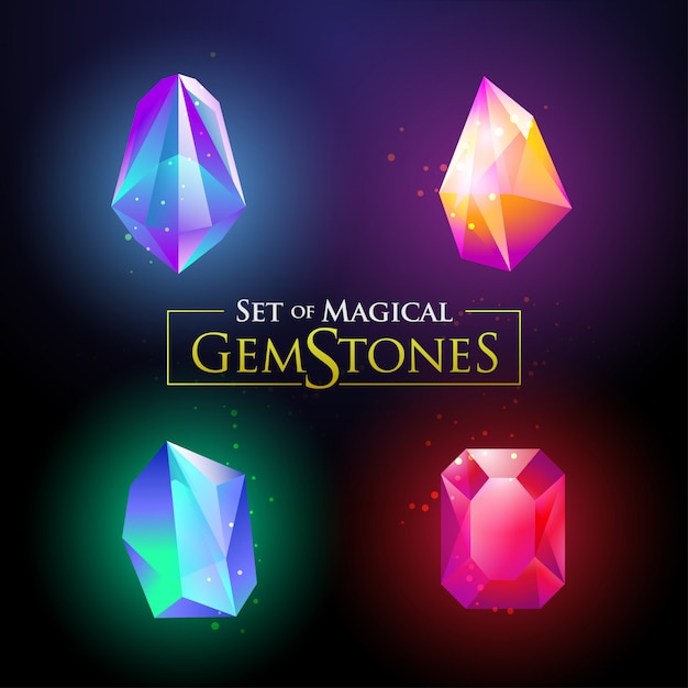 Set of colorful shiny gemstones vector illustration