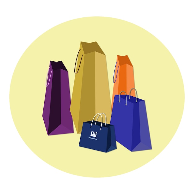 A set of colorful shopping bags isolated in white Vector illustration illustration of shopping bags