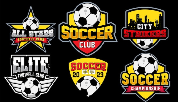 set of colorful soccer logos and emblems collection