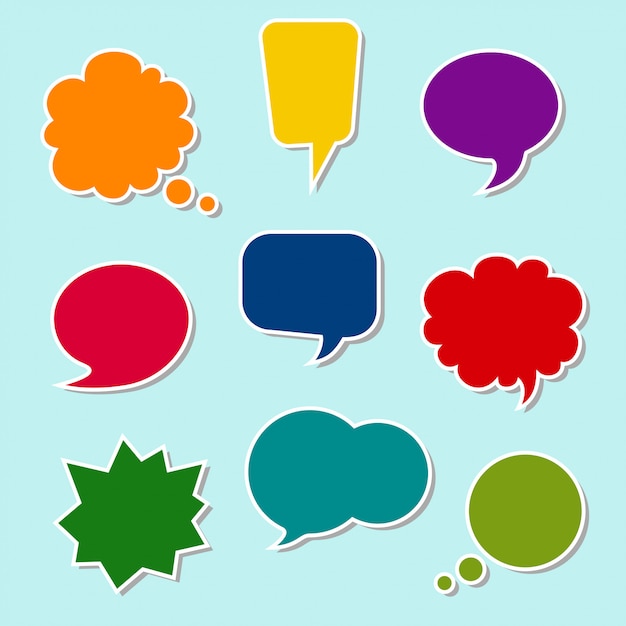 Set of colorful speech bubbles