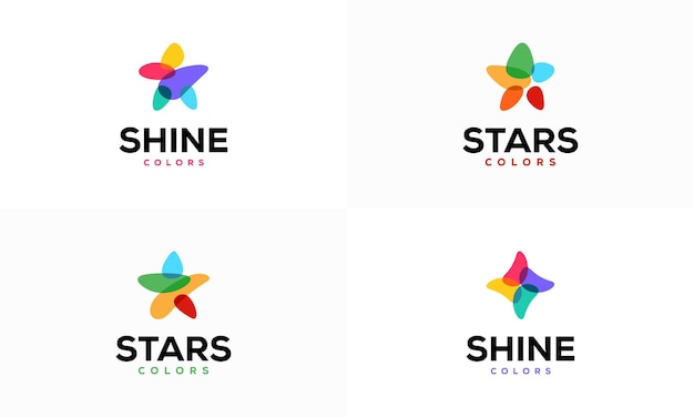 Set of Colorful Star logo designs concept vector illustration Shine Star logo template icon