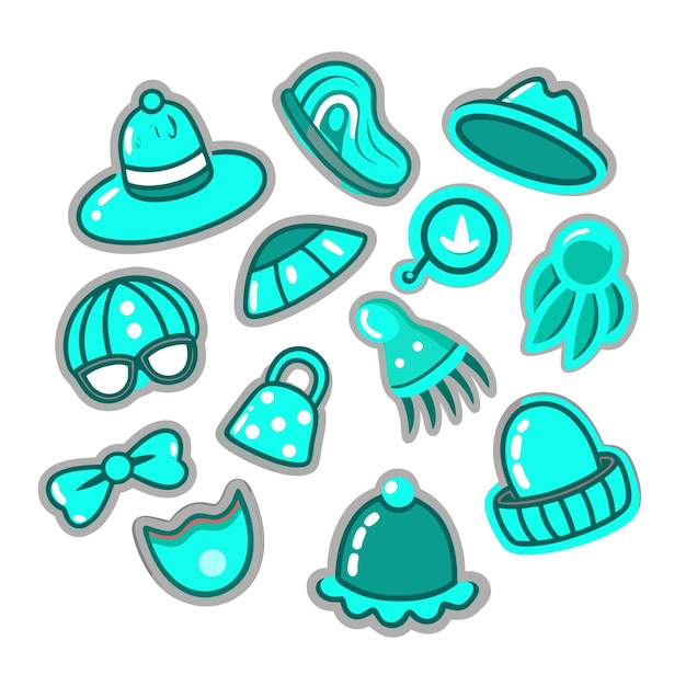 Vector set of colorful sticker elements for hats and other fashion accessories