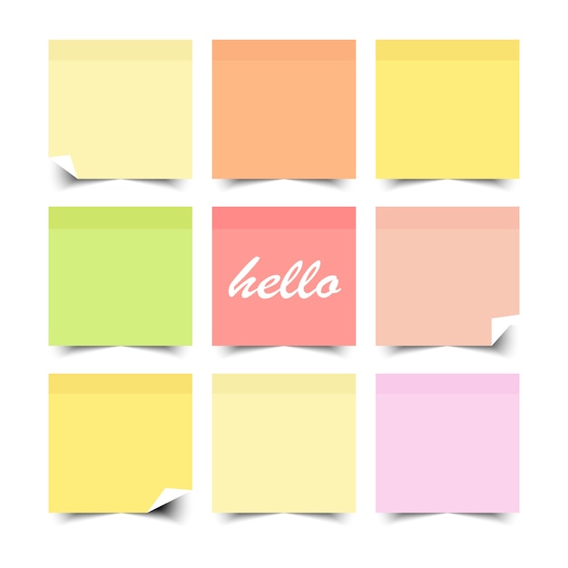 Set of colorful sticky notes with flat color design .  illustration.