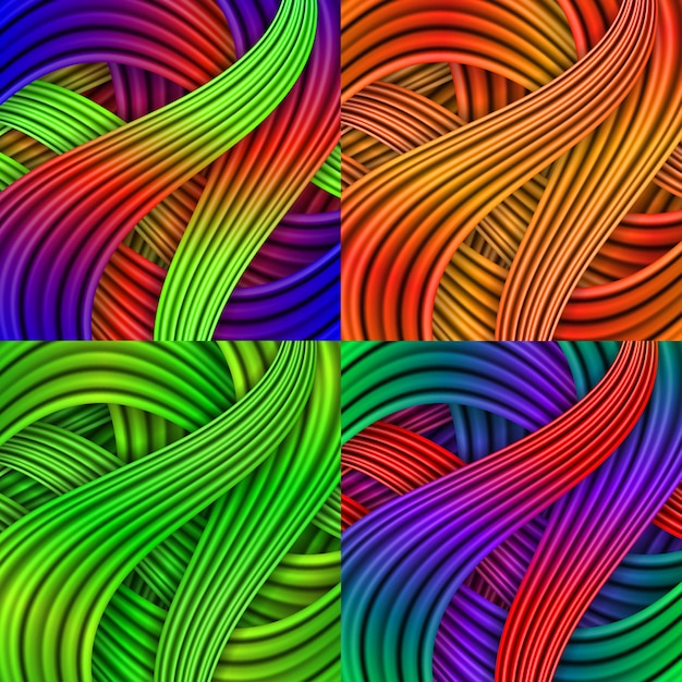 Set of Colorful striped backgrounds. 