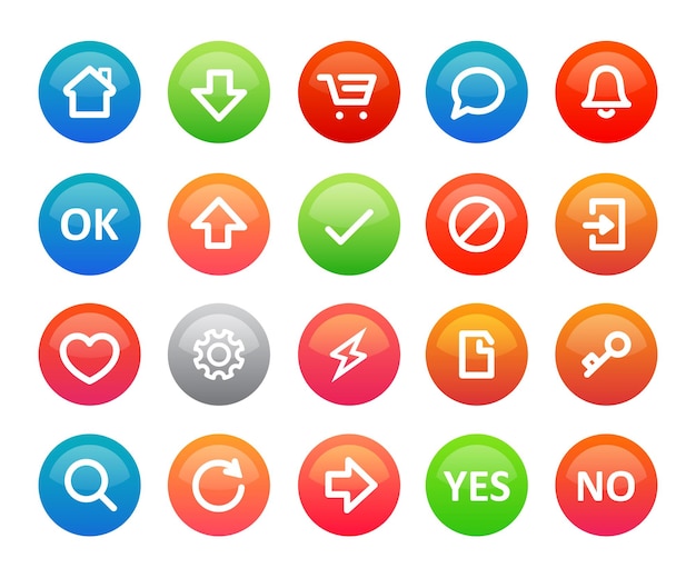 A set of colorful vector round icons for a internet shop or mobile app