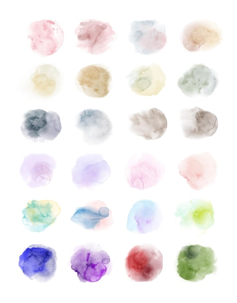 Set of colorful watercolor paint stains