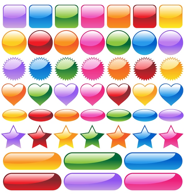 Set of colorful website buttons