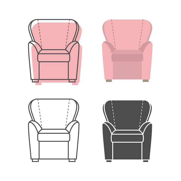 Set of colorfull and silhouette armchairs