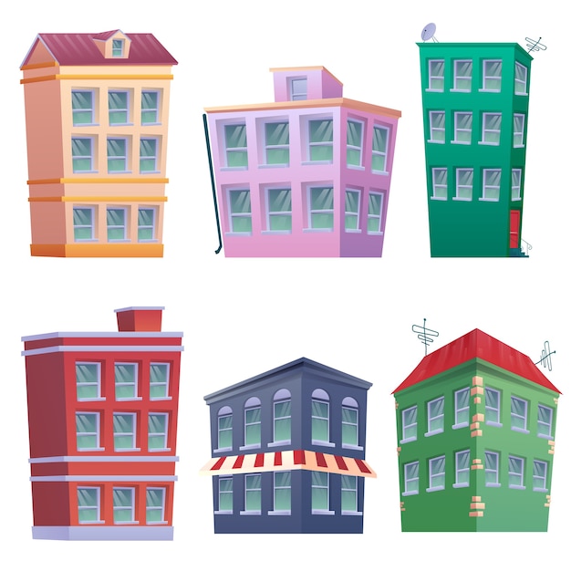 Vector set of  colorfully residential houses set