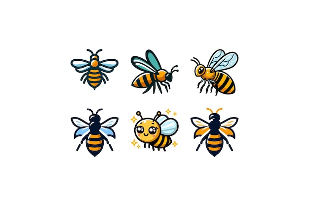 A set Colourful bee vector illustration