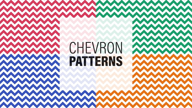 Vector set of colourful chevron zigzag geometric seamless pattern vector illustration