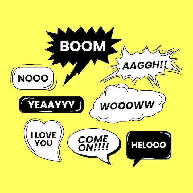 Set of comic speech bubbles cartoon drawing