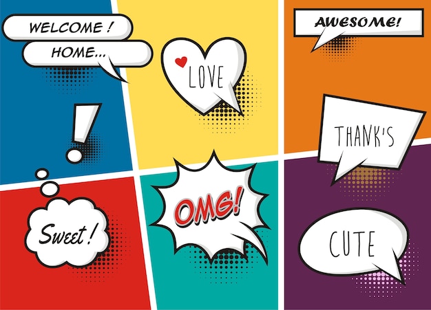 A set of comic speech bubbles and elements 