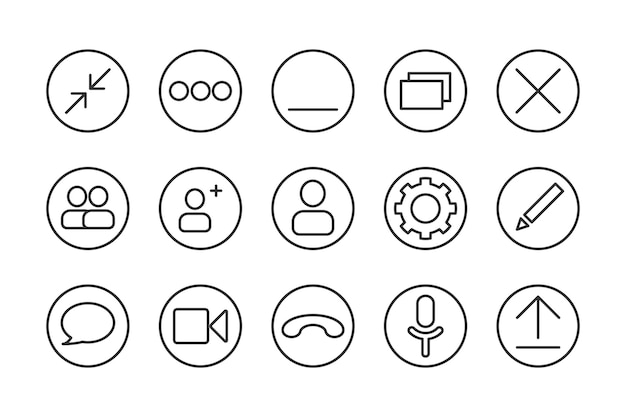 Set of communication icons Phone sound microphone camera line call icons on isolated white background for applications Internet applicatio