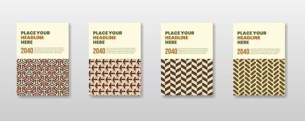 Vector set company book cover design template in a4 with pattern