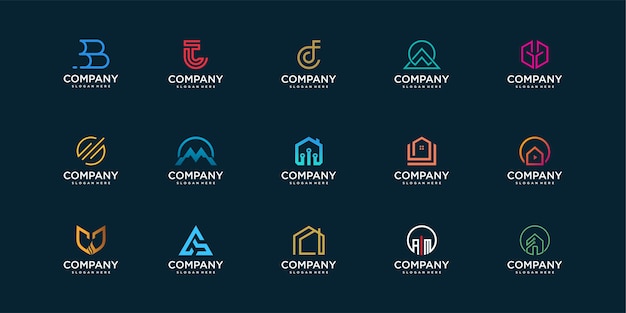 Set of company logo collection with modern concept for construction, technology, security and personal