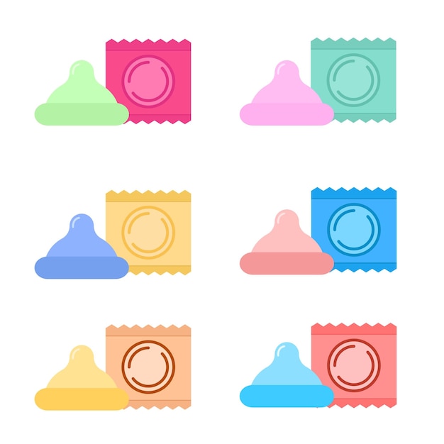 A set of condoms and packages Vector illustration