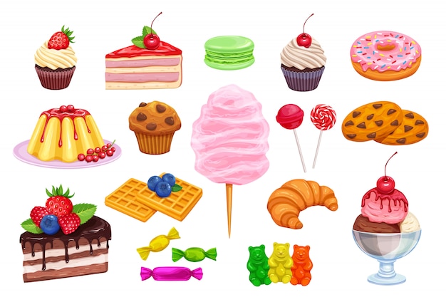  set confectionery and sweets icons