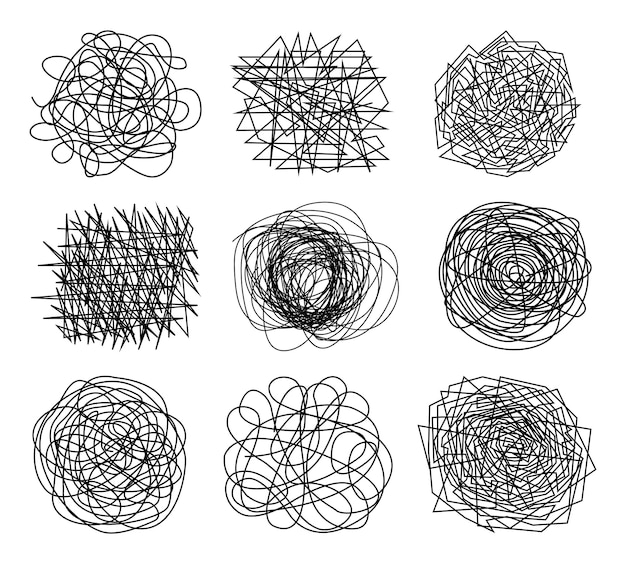 A set of confusing thoughts Vector Doodle Black