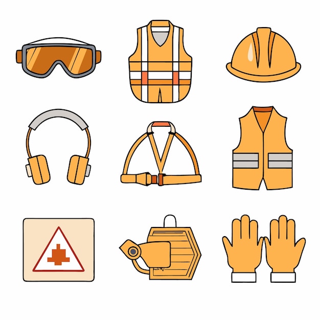 Set of Construction Safety Equipment Icons