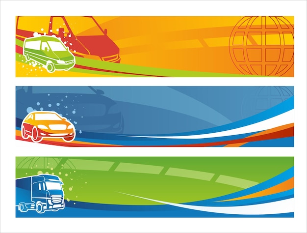 Set of contemporary transport banners