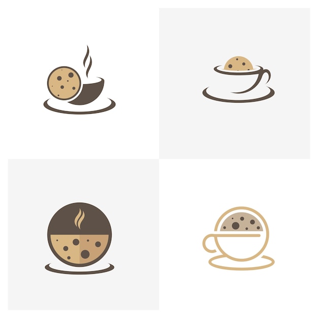 Set of Cookies with Cup Logo Design Vector Template Icon Symbol Creative design concepts