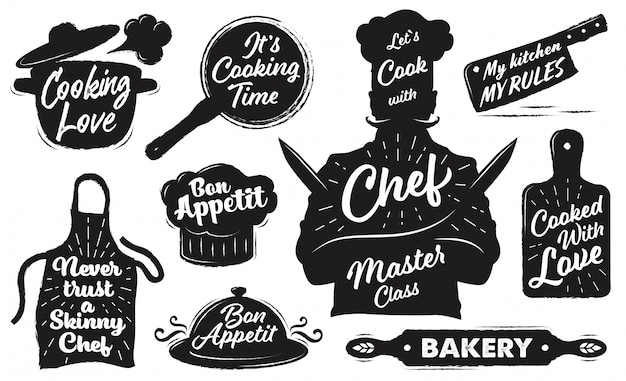 Set of cooking emblems