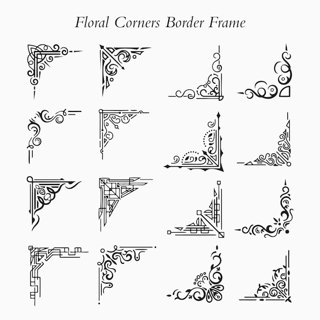 Set of Corner floral elements