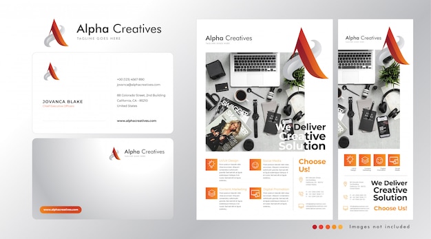 Set Corporate logo base on A, business card, flyer and standing banner template