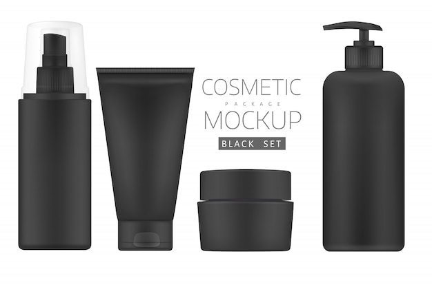 Set of cosmetic black products