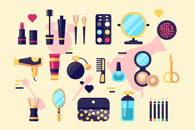 Set of cosmetics beauty and makeup icons