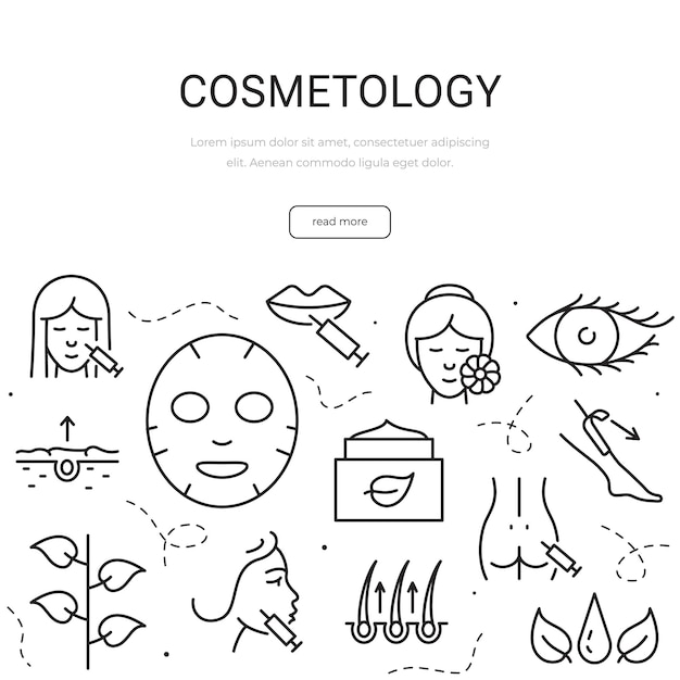 Set of cosmetology theme items Banner template