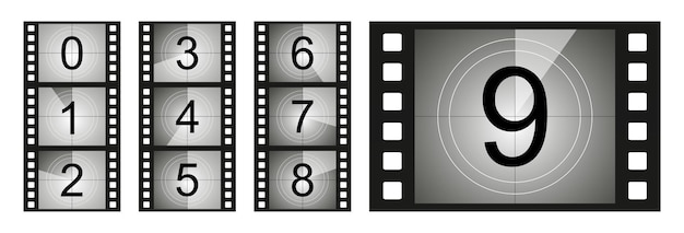 Set of countdown frame Film countdown Movie timer count