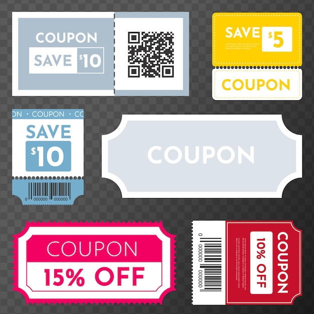 Set of coupon promotion sale coupon fashion ticket card big sale and super sale coupon discount coup