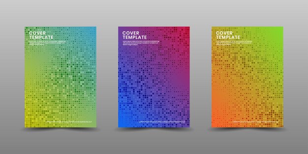 Set of cover business template with colorful halftone  