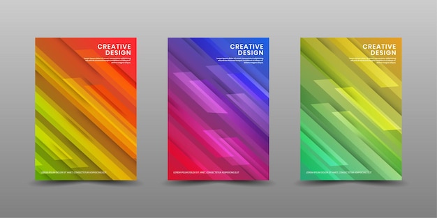 Set of cover design template with colorful geometric abstract shapes