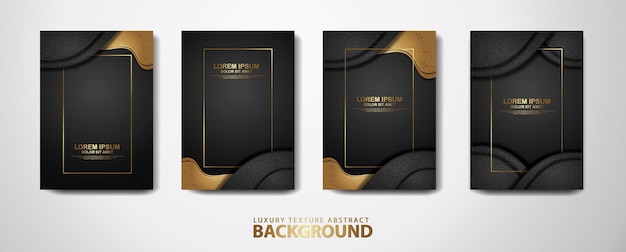 Vector set of cover design template with glitters effect realistic dots on textured dark background