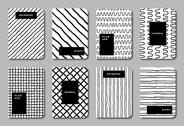 Set of cover page templates with hand drawn pattern