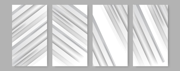 set of cover with Abstract white geometric shapes