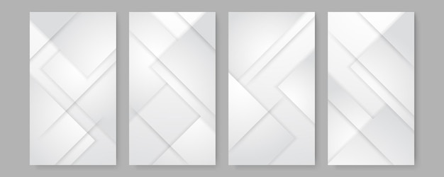 set of cover with Abstract white geometric shapes