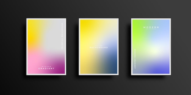 Set of covers design with vibrant gradient background templates