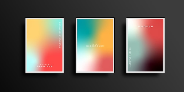 Set of covers design with vibrant gradient background templates