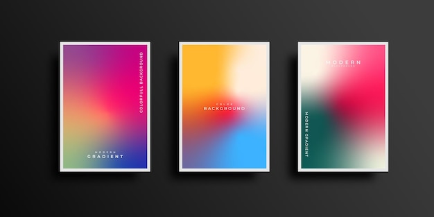 Set of covers design with vibrant gradient background templates