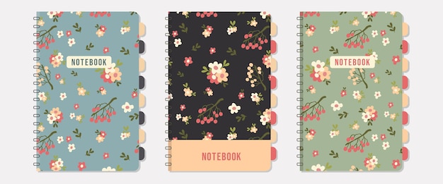 set of covers for notebook planner diary cover design seamless floral pattern eps 10 vector